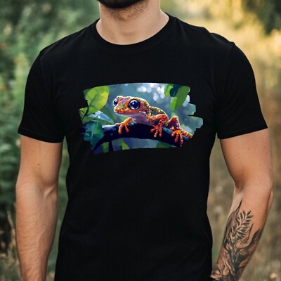 Herren T-Shirt Gecko Pixel Art Motiv Baumwolle Größe XS bis 5XL