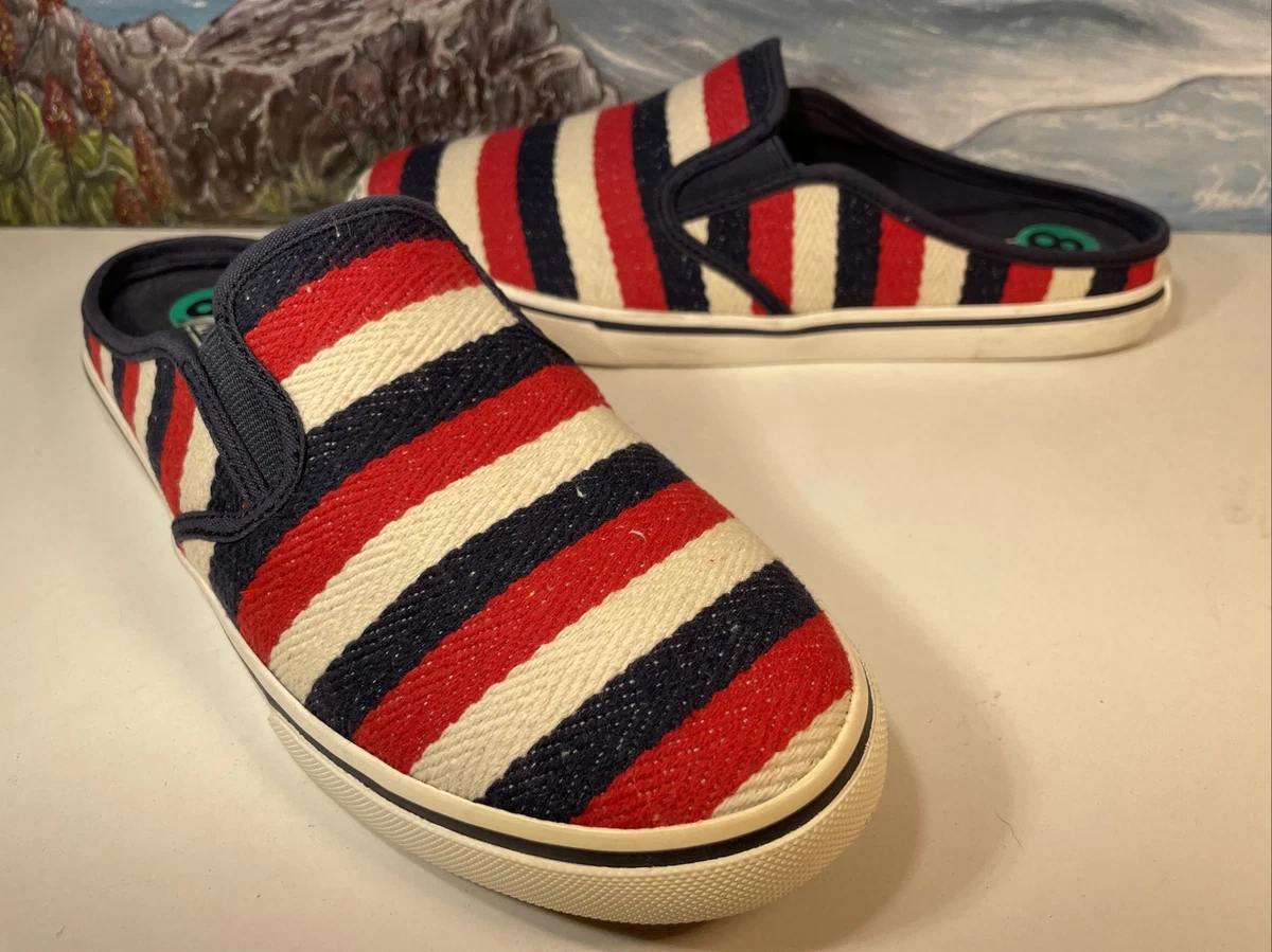 CHAPS JAZMYN Red White Blue Stripe Slide Tennis Shoes Sneakers Size 8B