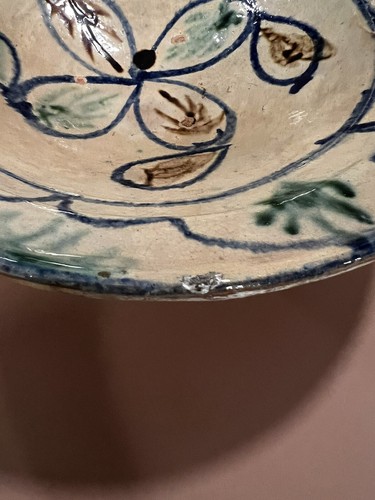 Antique 19th Century Hispano-Moresque Majolica Tin Glazed Pottery Bowl, 11” X 4” - Picture 14 of 17
