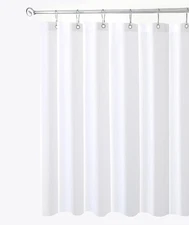 Biscaynebay Fabric Wide Shower Curtain Liners, 84"W x 72"L (Pack of 1), White 