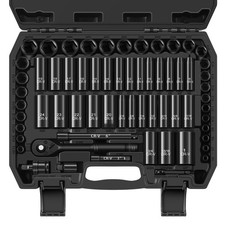 64-Piece 3/8" Drive Socket Set, SAE 5/16"-1"  Metric 6mm-24mm , Deep  Sh...