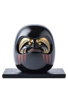 Japanese Black Daruma Doll Good Luck Fortune Safety NO EVIL Gift GINGADO