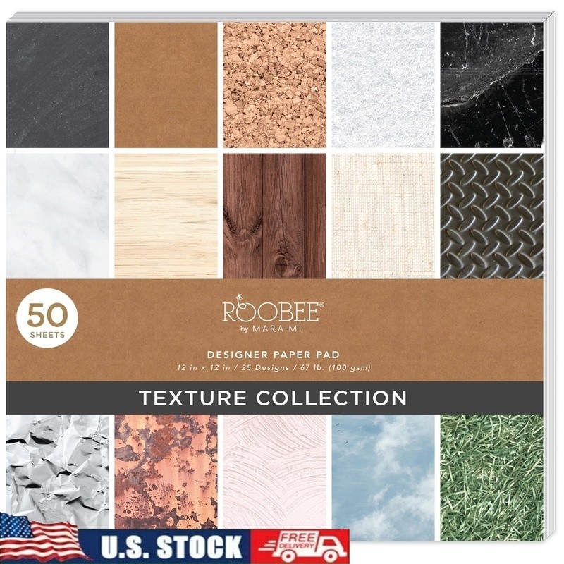 Texture Paper Pad 12x12 50 Sheets 25 Designs Scrapbooking DIY Crafts Card Making