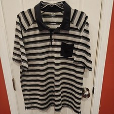 Oakley Hydrolix Polo Shirt Mens XL Gray Black Striped Golf Activewear Sports
