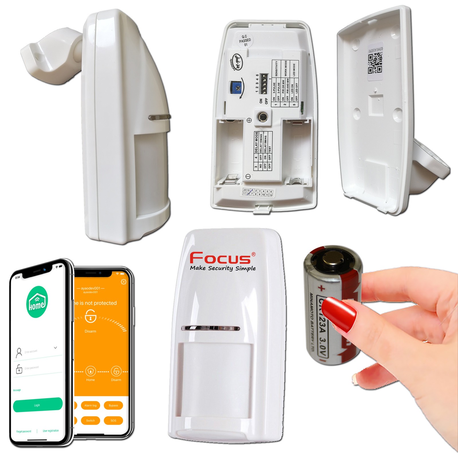 Détecteur de mouvement DT-81R DMT sans fil blanc pour système d'alarme de maison