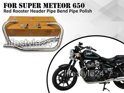 Red Rooster Header Pipe Bend Pipe Polish Fit For Royal Enfield Super Meteor 650
