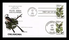 DR JIM STAMPS US COVER OKLAHOMA STATE BIRD FLOWER FDC COLLINS HAND PAINTED