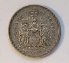 1959 CANADA SILVER 50 CENT - F12 - QUEEN ELIZABETH II HALF DOLLAR