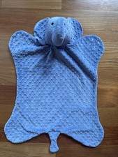 Lg Blue Plush Elephant Minky Dot Baby Security Blanket Lovey Handmade Brand New