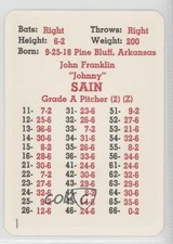 1969 APBA Baseball Great Teams of the Past Johnny Sain fm0