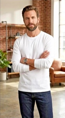 Hanes Men s White Long Sleeve 100% Cotton T-Shirt 3-Pack (MEDIUM)/FREE SHIPPING