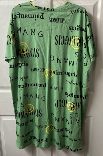 Woman Short Sleeve Sleep Shirt Nightgown Writing Spellout Green Womens Plush 2X - Picture 3 of 5