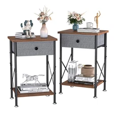 Modern Versatile Nightstands X-Design Side End Table Night Stand Storage Shel...