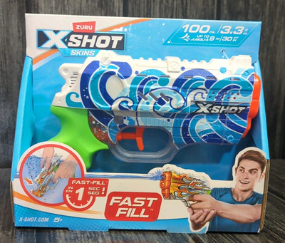Zuru X-Shot Skins Fast-Fill Water Gun , Shoots 30 Feet, 3.3 Fl Oz. Waves, New