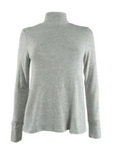 Lucky Brand Women's Mock-Neck Cloud Jersey Top (S, Heather Grey) 193315662480