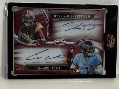 2025 Topps Chrome Black Jayden Daniels Cam Ward RC Dual Auto Red #/5 PBDA-JDCW