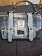 Islander Harris Tweed Blue Leather / Tartan Tweed Mini / Wee Crossbody Satchel 