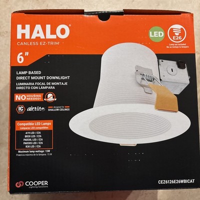 Halo Lamp-Based Direct Mount Recessed Light Canless Ez-Trim White 6''