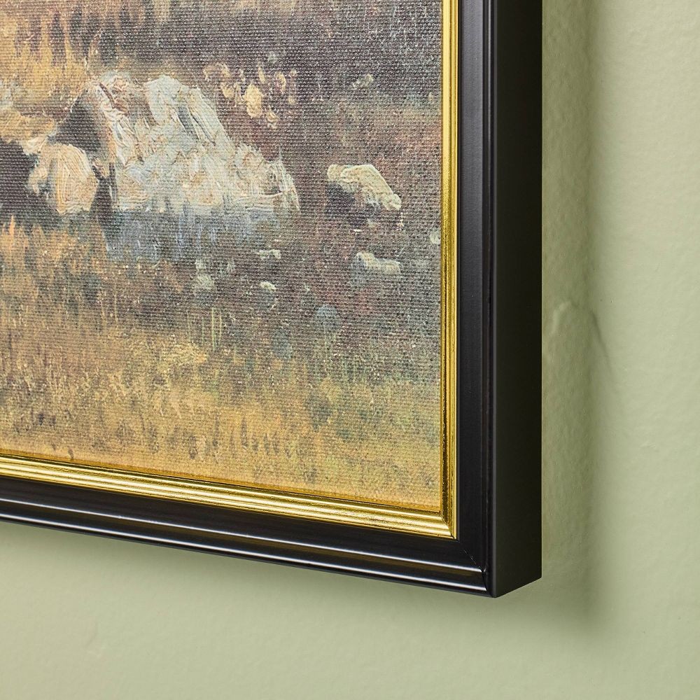 12x16 Horizontal Landscape Lake Burlap Framed Wall Art