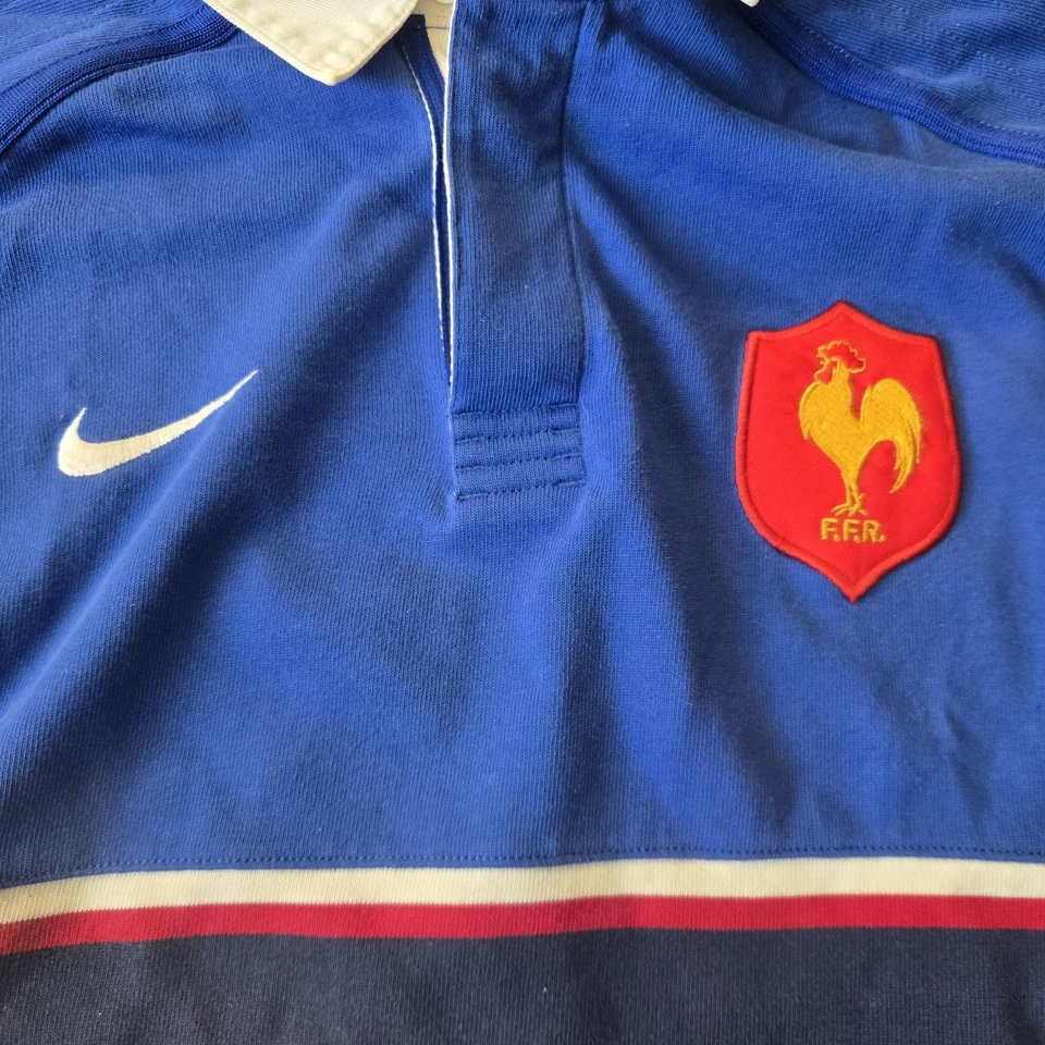 Винтажная 1999 Nike Франция FFR регби поло длинным рукавом рубашка Sz M Streetwear - Изображение 2 из 4