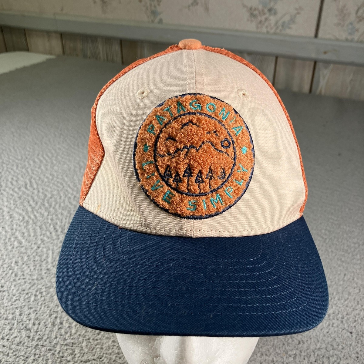 Patagonia Hat Cap Snap Back Youth One Size Blue Orange Trucker