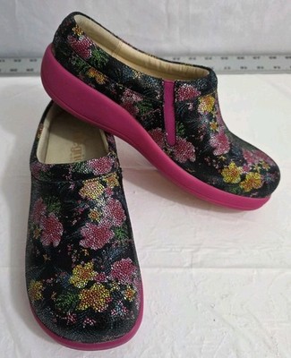 Alegria Kay-884 Mule Clogs Slip On Pink Multi Floral Womens Size 38 US 8 Whimsie