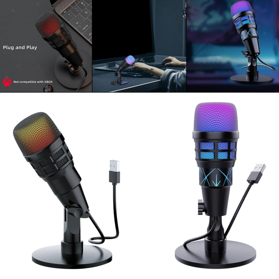 Gaming USB Microphone for PC RGB for Recording Video