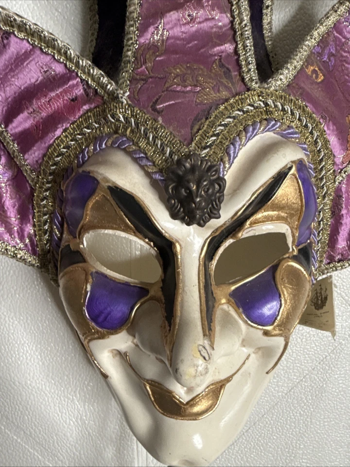 LA MASCHERA DEL GALEONE Pink Joker Mask Hand Painted Venezia Italy With Tag. - Image 2 of 4