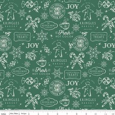 Fat Quarter Riley Blake Merry Little Christmas" Treats Green Quilt Cotton
