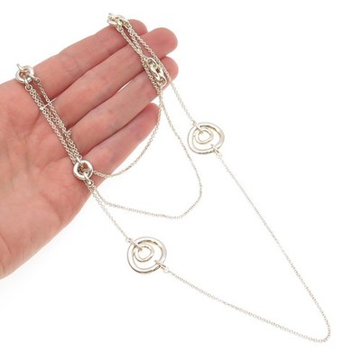 Christofle 925 Sterlingsilber Kreis Station 3-Strang Kabel Kette Halskette 18''