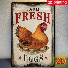 Rustic Farm Fresh Eggs Tin Metal Signs, 8x12 , Vintage Iron Wall Art, Waterproo