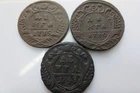 Russian empire medieval 3 copper coin  dengas 1730-48