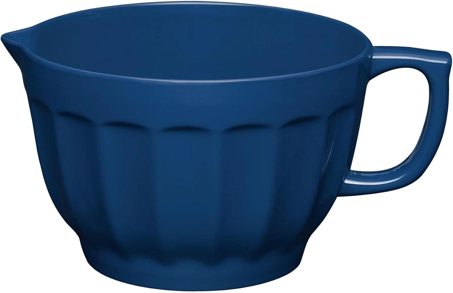 Melamine Batter Bowl with Pour Spout, Handle & Non-Slip Base, Grip Hand, Navy