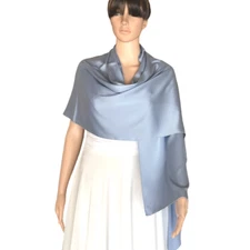 Cadet Grey Silk Shawl. Handmade Long Scarf. Wrap Scarf.  Fashion Scarf.