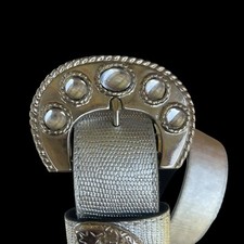 Silver Rhinestone Women's Silver Color Belt Western Coastal Cowgirl 34"