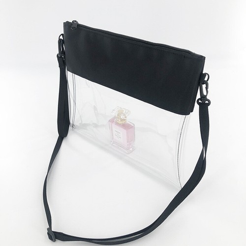 Beautiful Transparent PVC Clear Shoulder bag Clutch with Black top and zipper - Picture 2 of 12