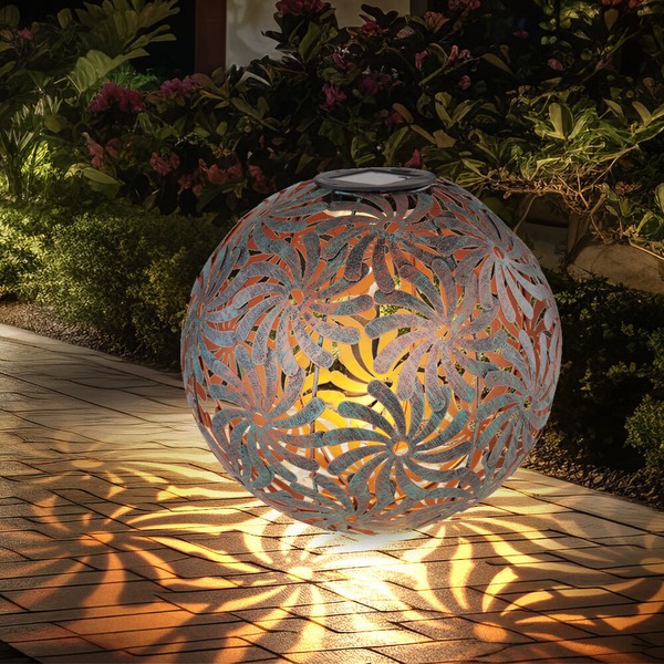 Led AußEn Lampe Erdspieß Antik Gold Garten Kugel Strahler Steck Leuchte Solar-image