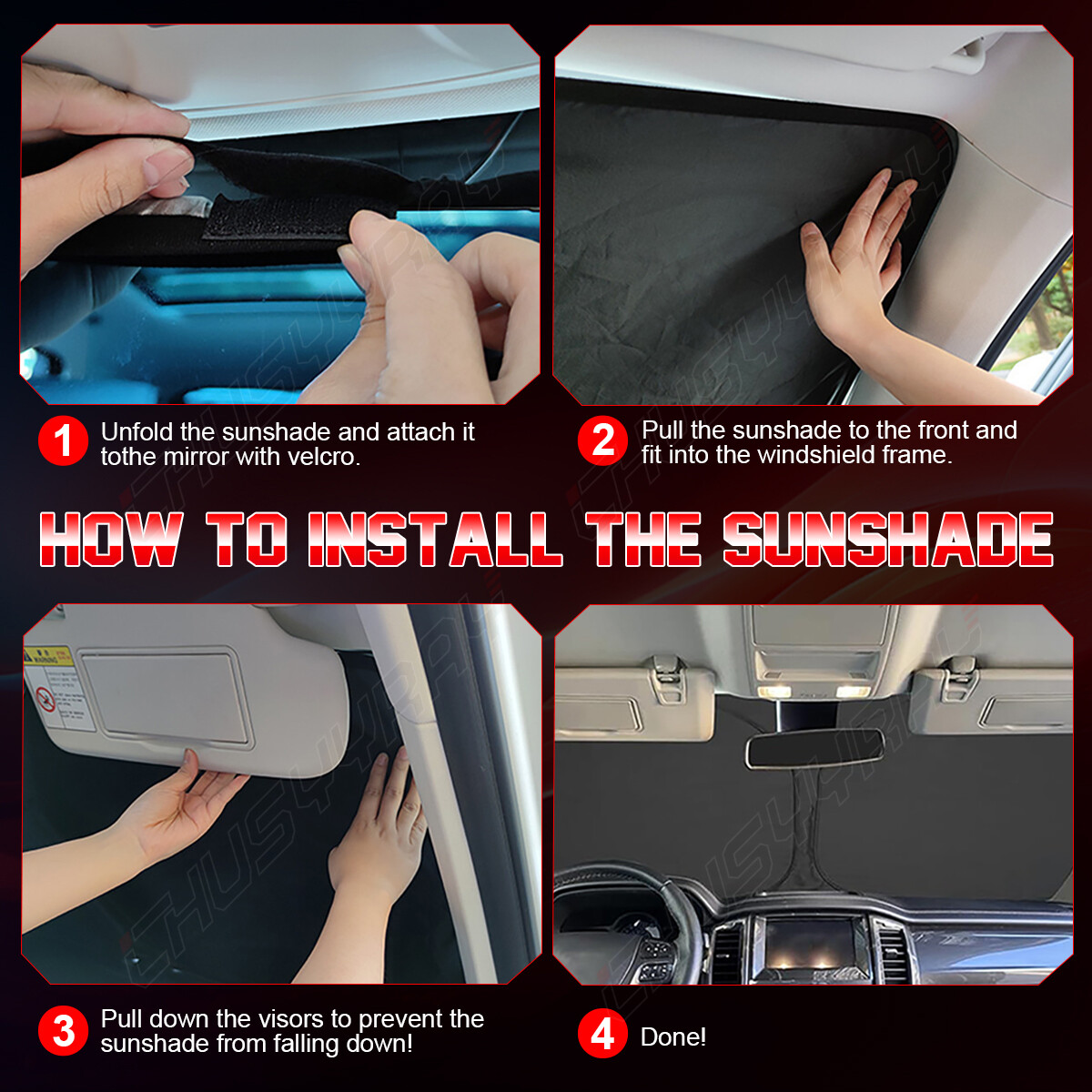 Universal Windshield Sun Shade For BMW 3/4/5/6/7/8 Series - Blue Reflective, UV Block, 63"x34"