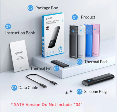 ORICO M.2 NVMe SATA USB 3.2 GEN2 Adapter Externes SSD Gehäuse Festplattengehäuse