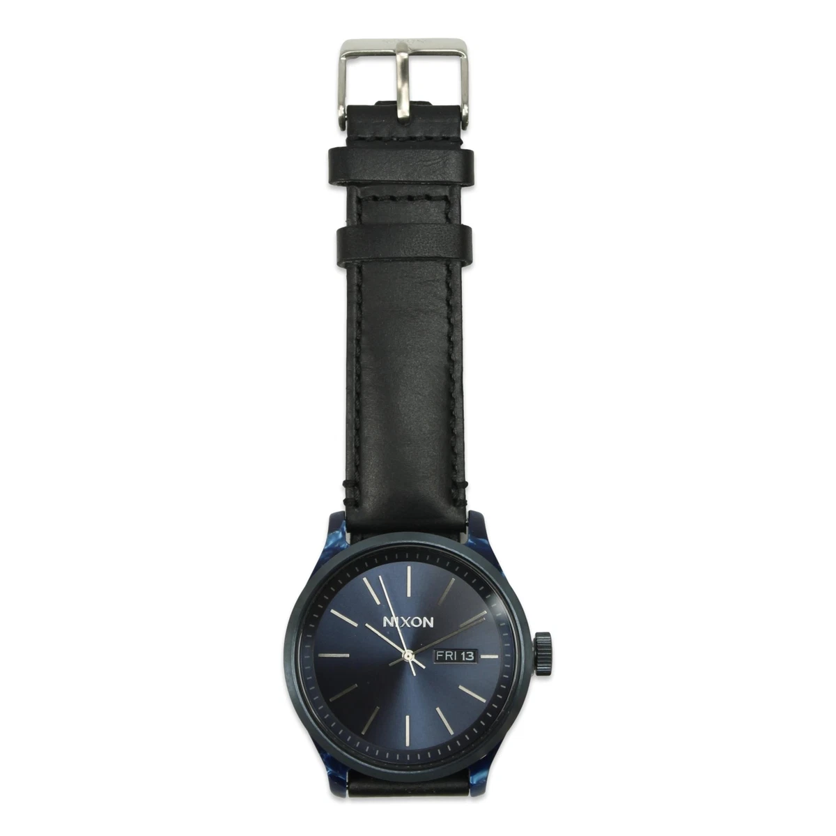 Nixon Mens Sentry Luxe Leather Watch Black Blue One Size New eBay