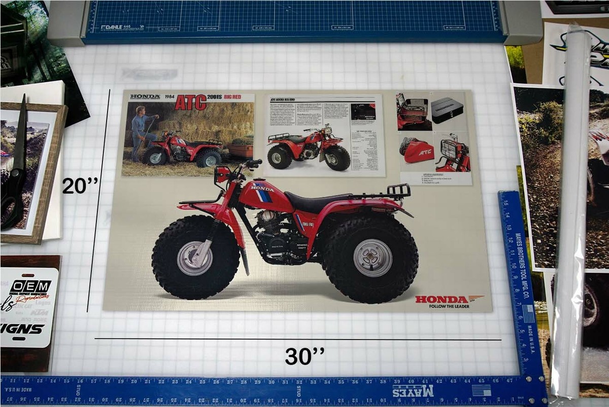 1984 Honda ATC 200 Big Red Flyer Poster Banner OEM Brochure Specs