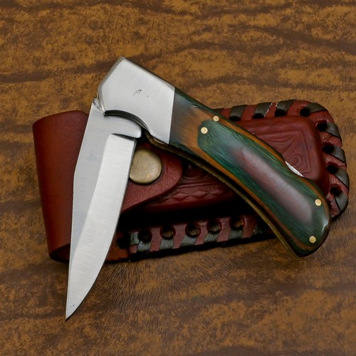 Rody Stan HAND MADE D2 BLADE FOLDING POCKET KNIFE - BACK LOCK - WOOD - AS-6112
