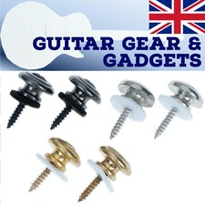 UK STOCK 2 Mushroom-Type Guitar Strap Buttons-Gold Silver Nickel Black + fixings