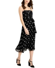 Lauren Ralph Lauren Women's Polka-Dot Georgette Sleeveless Dress (Black, 18)