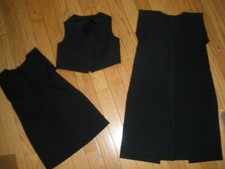 Lot of 3 Lancaster PA Amish Girl Dresses  Boy Vest Handmade Black 068 