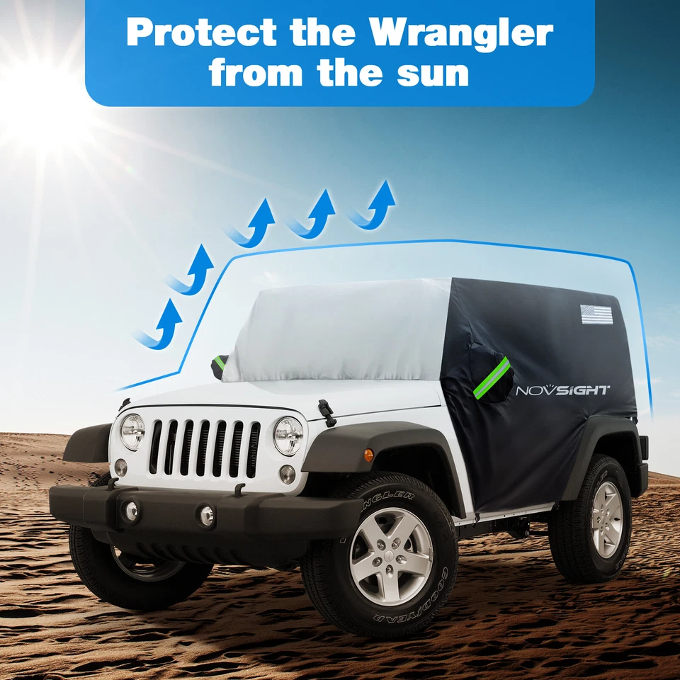 Car Cab Cover Custom For Jeep Wrangler CJ/TJ/JK/JL 2007-2024 Half Car Cover Rain Foto 4 de 4