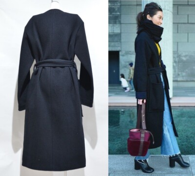 Celine No Collared Belted Coat Black Phoebe Philo Size 40 Women | eBay