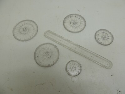 Lot of 6 pcs VTG Kenner Spirograph No. 401 Replacement Parts Piece Red Tray