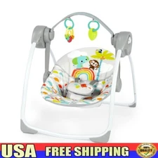 Playful Paradise Portable Compact Baby Swing with Toys Unisex Adjustable Recline