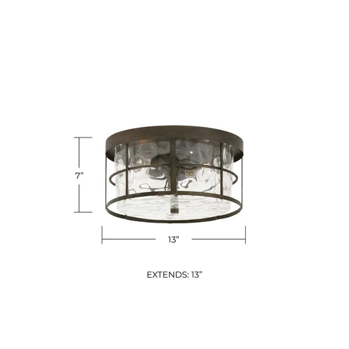 Capital Lighting 225021FH Bristol Drum Clear Water Glass Flush Mount Ceiling ... - Picture 4 of 4